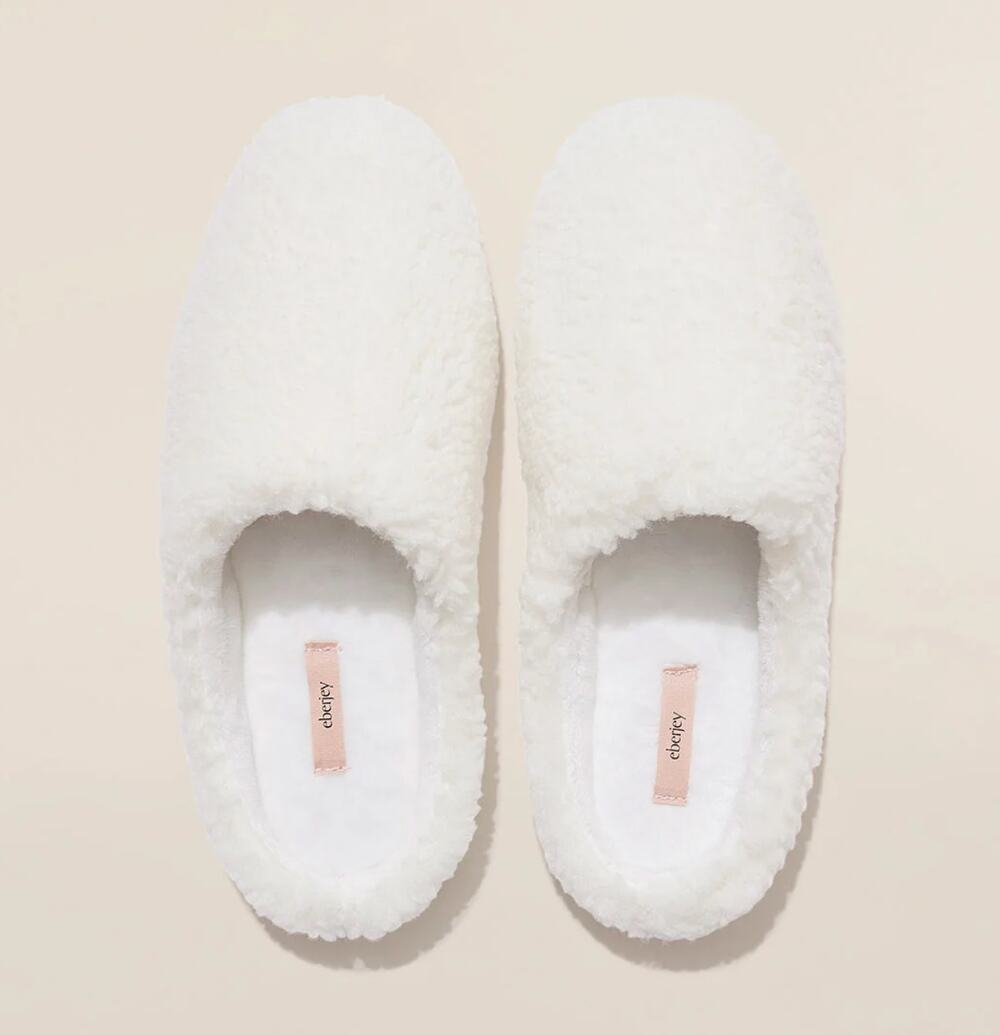 Eberjey Sherpa Faux Fur House Slippers White Medium